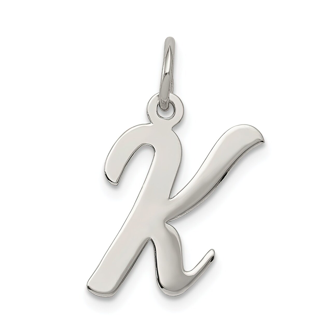 Sterling Silver Medium Script Initial Letter K Charm Jewerly 18mm x 8mm
